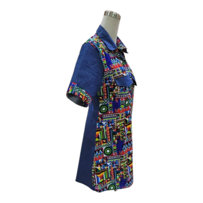 Ankara Denim shirt dress