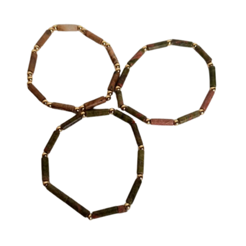 Assorted Agate Bracelets – Green and Brown Mix