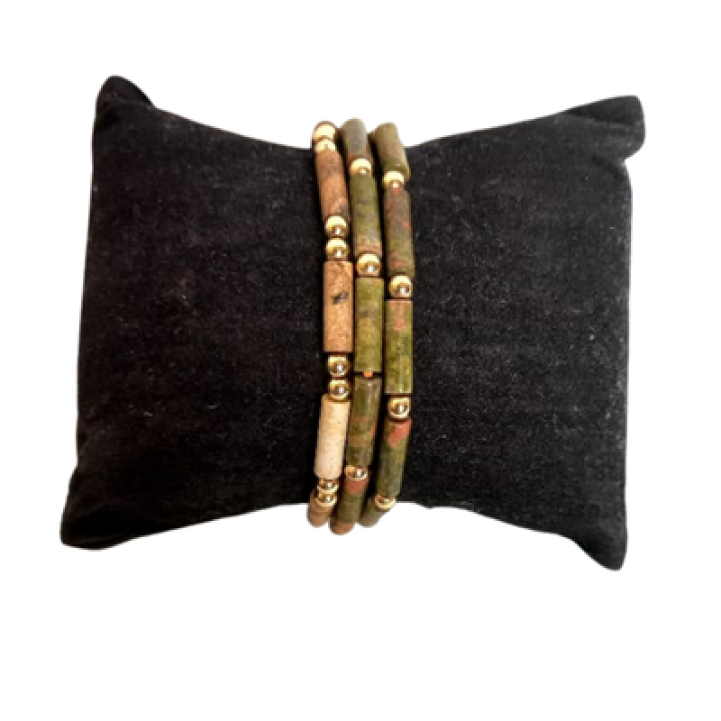 Assorted Agate Bracelets – Green and Brown Mix