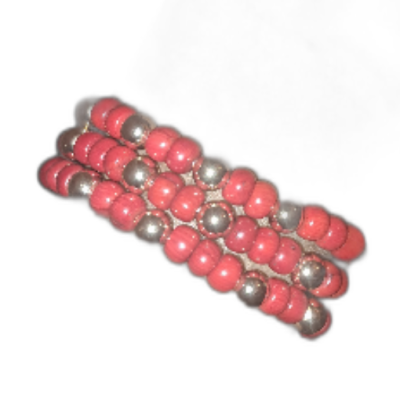 African Red and Gold Coral Beads